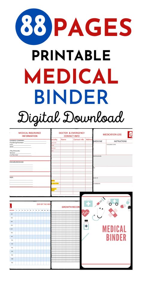 This digital download will keep all your medical records organized and in one place. No more trying to remember what happened when in your medical history. A digital download. Family Medical Binder, Camping Checklist Printable, Medical Tracker, Medical Planner, Tracker Notebook, Paper Clutter Organization, Medication Log, Medical Binder, Doctor Names