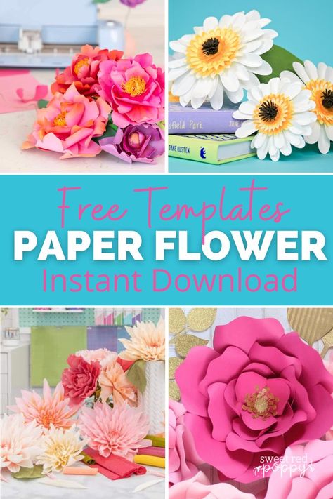 Free Paper Flower Templates, 3d Paper Flowers, Flower Svg Files, Paper Flower Crafts, Paper Flower Template, Paper Flower Tutorial, 3d Paper Crafts, Flower Template, Flower Svg