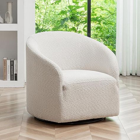 Warm Cozy Apartment, Cozy Swivel Chair, Boucle Chair, Tray Ottoman, Chair Aesthetic, A Reading Nook, Accent Chairs & Armchairs, Elegant Chair, Swivel Barrel Chair