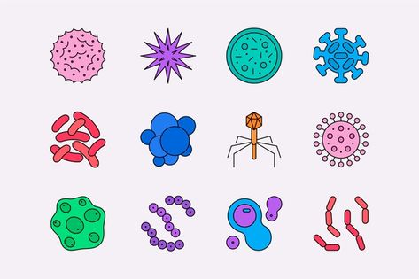 Bacteria Shapes, Face Pores, Protection Symbols, Certificate Design, Dark Blue Background, Microbiology, Tag Design, Set Free, Web Banner