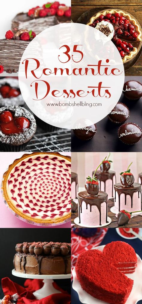 35 Romantic Desserts for Valentine's Day, Anniversaries, or anytime! Anniversary Dessert, Romantic Desserts, Cakes Decorating, Party Girlande, Valentine Desserts, Valentine Dinner, Valentines Day Desserts, Valentines Day Food, Valentine's Day Recipes