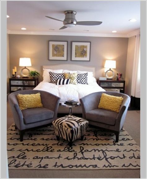 Put Two Chairs with a Table in The Middle Yellow Bedroom, Versace Home, Club Bar, Gray Bedroom, Crown Molding, Decor Minimalist, Beautiful Bedrooms, Dream Bedroom, Bed Room