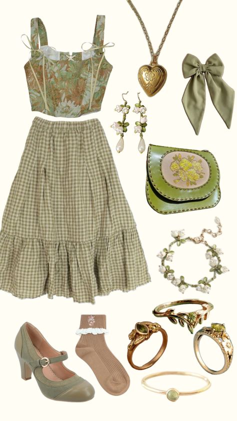 Summer Cottagecore Outfits, Hippie Boho Outfits, Green Cottagecore, Cottagecore Outfit, Cottagecore Clothes, Cottagecore Outfits, Cottagecore Fashion, Really Cute Outfits, Kawaii Clothes