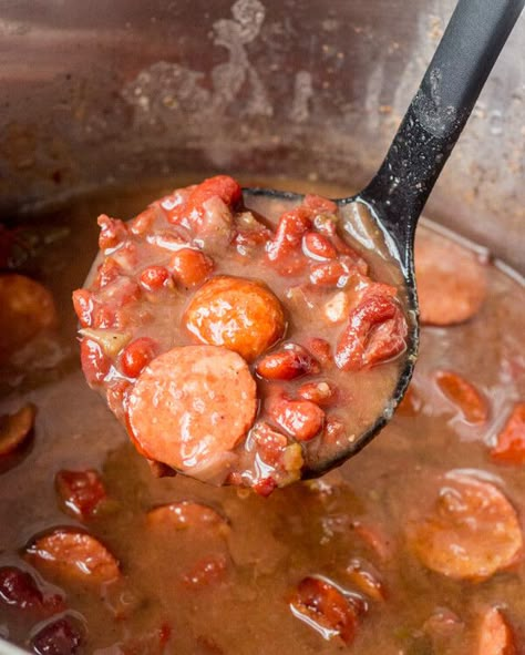 Took 17 minutes to build pressure.  Might need to decrease the Creole Seasoning for the Kids??? Red Bean And Rice Recipe, Red Beans N Rice Recipe, Vegetarian Stew, Red Beans Rice, Beans And Sausage, Pot Recipes Healthy, Red Beans And Rice, Instant Pot Meals, Beans And Rice