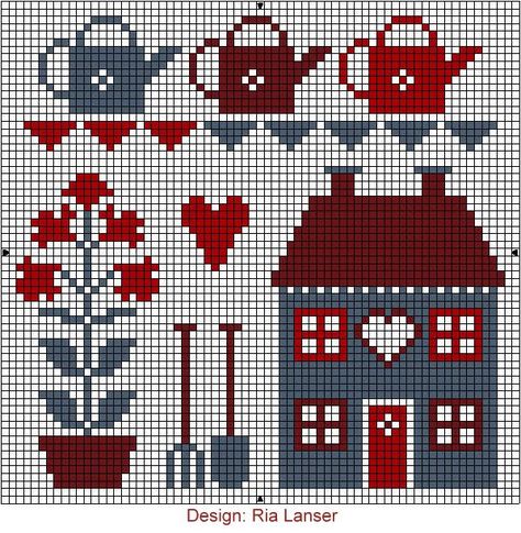 House Cross Stitch, Cross Stitch House, Cross Stitch Freebies, Cross Stitch Heart, Cat Cross Stitch, Cross Stitch Cards, Cross Stitch Samplers, Free Cross Stitch, A Cross