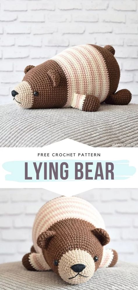 Adorable Bears Free Crochet Patterns - Free Crochet Patterns Grizzly Bear Amigurumi Free Pattern, Lying Bear Crochet Pattern, Crochet Stuffed Bear Free Patterns, Large Crochet Bear Pattern Free, Large Animal Crochet Patterns Free, Grizzly Bear Crochet Pattern, Crochet Grizzly Bear Pattern Free, Crochet Big Bear Pattern Free, Cute Bear Crochet Pattern