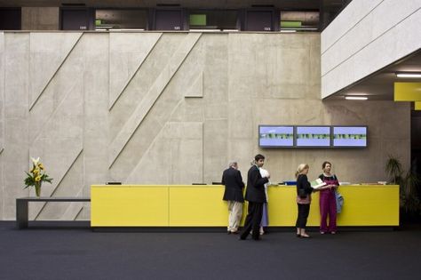 © Matt Chisnall Morag Myerscough, Lobby Interior Design, Reception Desk Design, Entrance Lobby, Lobby Reception, Wayfinding Design, Public Space Design, Environmental Graphic Design, Lobby Interior