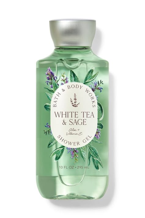 White Tea And Sage, Shower Gel Packaging, Cosmetic Labels Design, Fresh Sage, Beautiful Skin Care, Cosmetic Labels, Skin Care Packaging, Aloe Gel, Soap Labels