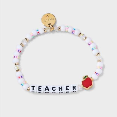 Little Words Project Teacher Apple Beaded Bracelet - Nwt Handcrafted Word Bracelet - Made With Acrylic, Crystal, And Silicone Beads - This Bracelet Features A Custom Casted Bead - Gold Plated Brass Tag With Unique Id Code - Wear And Share To Spread Self-Love And Kindness - Handle With Care - Do Not Wet - Prop 65 Compliant Product Details Tagline: The Real Mvp Description: Wear This Exclusive "Teacher" Bracelet From Little Words Project As A Little Reminder That Shaping Young Minds Makes You A True Hero (No Cape Necessary). Featuring A Custom Apple Casted Bead, It's The Perfect Way To Show That Teachers Are Truly The Core Of Education. Target Style ** Ge Little Words Project, Teacher Bracelet, Student Teacher Gifts, Mama Bracelet, Word Bracelet, Teacher Apple, Diy Bracelets Patterns, Target Style, Silicone Beads