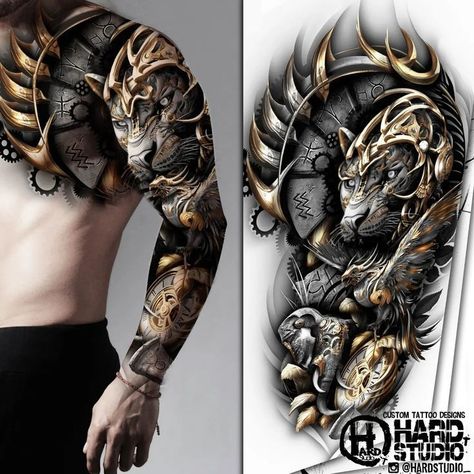 Tato Setengah Lengan, Biomech Tattoo, Tato 3d, Warrior Tattoo Sleeve, Tiger Tattoo Sleeve, Viking Tattoo Sleeve, Helmet Tattoo, Wolf Tattoo Sleeve, Ancient Runes