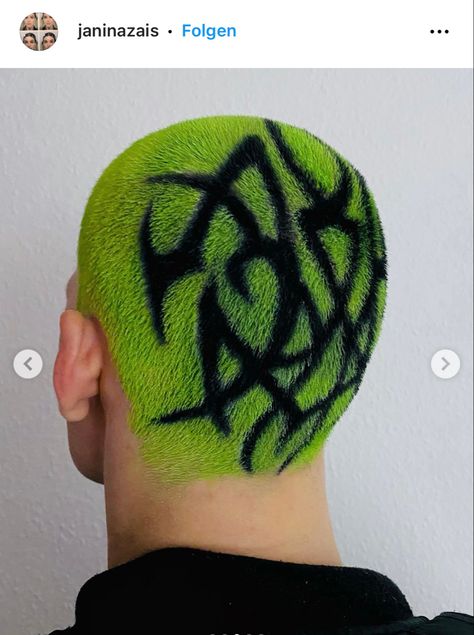 Shaved Head Dye, Dyed Buzzcut, Shaved Head Designs, Buzz Cut Hairstyles, Tattoo Lettering Styles, Fire Hair, Hair Tattoo, Cut Hairstyles, Haircut Designs