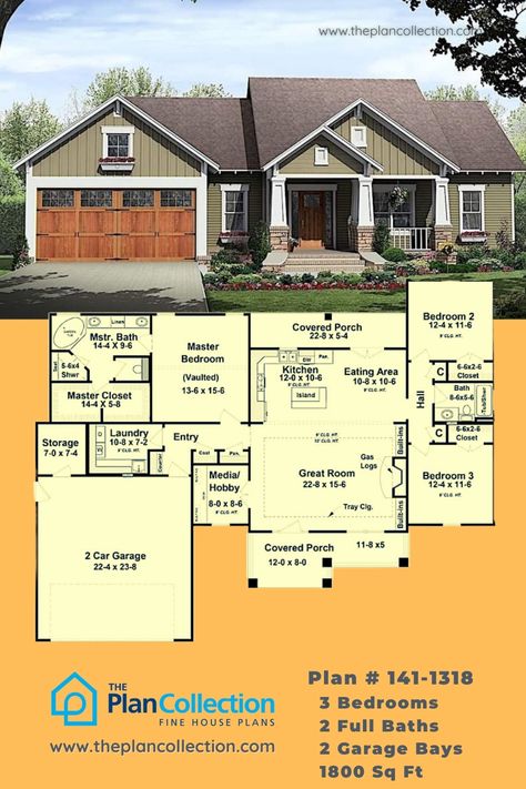 Experience the warmth and serenity of our 3 Bedroom, 2 Bath Ranch House Plan, boasting an expansive 1800 Sq Ft interior. With a spacious design, ample natural light, and an inviting atmosphere, this ranch house is the perfect blend of comfort and convenience. Don't miss out on this dreamy home! Learn more! #ranchhouseplans #countryhouses #HomePlans#craftsmanhouseplan 3 Bedroom House Blueprints, Floor Plans 1700 Sq Ft Layout, 1800 Sq Ft House Plans Ranch, House Plans 3 Bedroom 2 1/2 Bath, Floor Plans 1600 Sq Ft Layout, House Plans Craftsman Open Floor, 1700 Sq Ft Ranch House Plans, 3 Bedroom Ranch Floor Plans Open Concept With Basement, 1800 Sq Ft House Plans Open 3 Bedroom