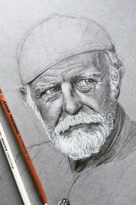 Charcoal On Toned Paper, Grey Toned Paper Art, Toned Gray Paper Drawings, Grey Paper Drawing, Portrait Painting Tutorial, Grey Paper, Man Sketch, Led Pencils, Charcoal Portraits