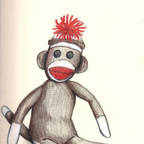 Sock monkey drawing Monkey Icon, Monkey Drawing, Remembering Dad, Mini Doodle, Sock Monkeys, Monkey Art, Monkey Business, Sock Monkey, Baby Monkey