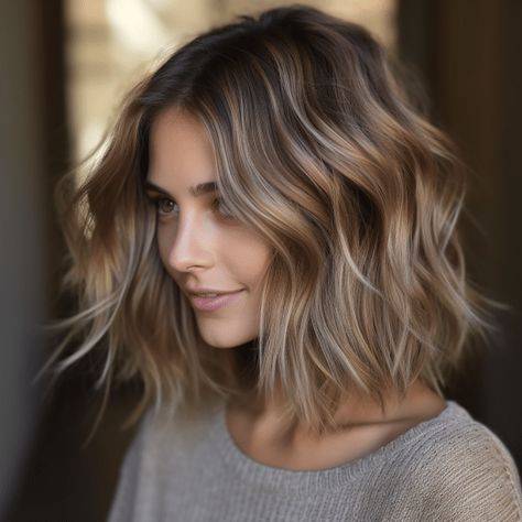 Layered Lob with Subtle Balayage Bob Balayage, Haircuts Long, Lob Haircuts, Brunette Hair With Highlights, Vlasové Trendy, Long Bob Haircuts, Brunette Balayage Hair, Lob Haircut, Hair Color And Cut