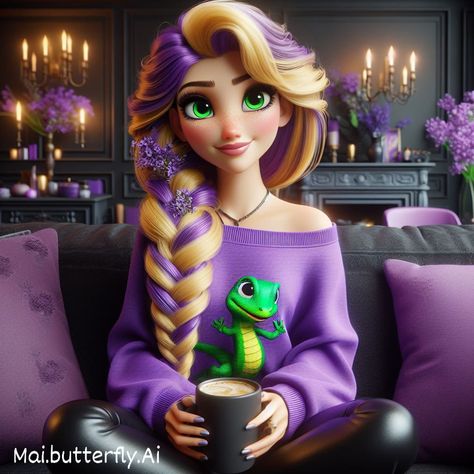 Good Morning Friends ☕💜 . . . . . . . . #ai #aiart #artist #digitalart #art #artoftheday #digitaldrawing #fantasy #digitalpainting #fantasyart #digitalartwork #coffeelover #disney #disneyworld #disneyprincess #cutegirl #princessrapunzel Alice In Wonderland Cartoon, Everyday Princess, Cartoon Ideas, Princess Stuff, Business Cartoons, All Disney Princesses, Fairytale Photography, Princess Rapunzel, Modern Princess