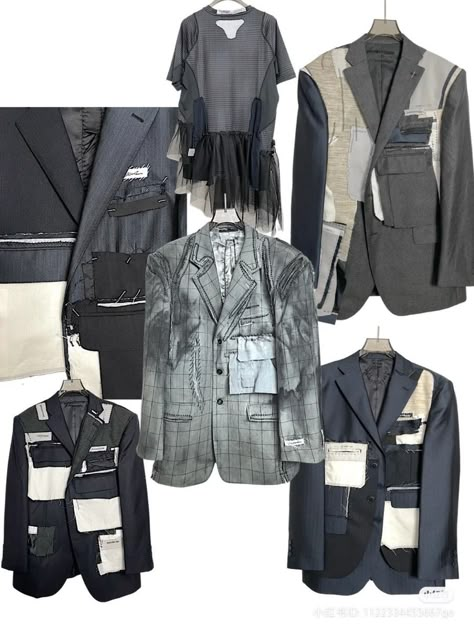 Upcycle Mens Suits Ideas, Upcycle Jackets Ideas, Deconstructed Suit, Upcycle Jacket, Punk Fashion Diy, Reworked Clothes, Deconstruction Fashion, Upcycled Jackets, Elegant Outfit Classy