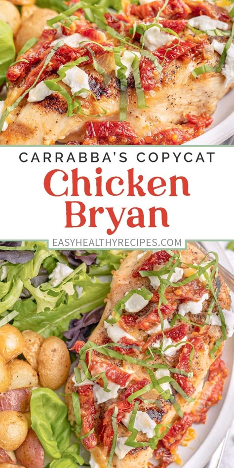 Carrabba's Chicken Bryan Recipe, Chicken Bryan Recipe, Chicken Bryan, White Wine Butter Sauce, Sundried Tomato Chicken, Goat Cheese Stuffed Chicken, Restaurant Style Recipes, Easy Grilling Recipes, Ground Chicken Recipes