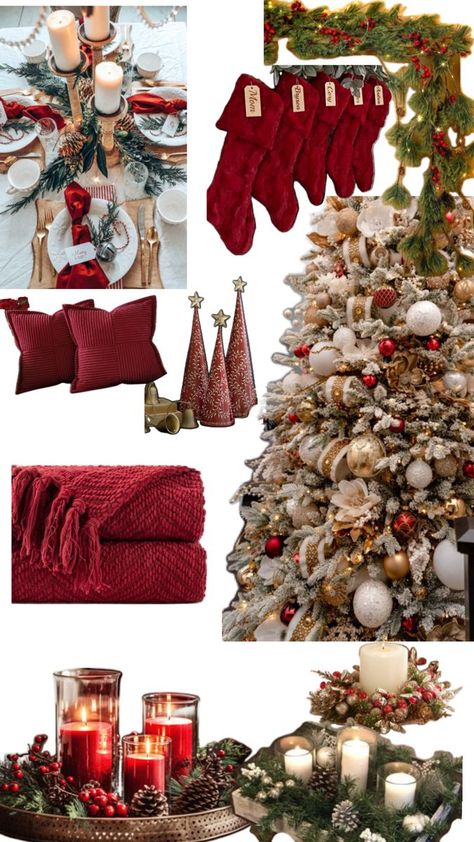 Red And Beige Christmas Decor, Beige And Red Christmas Tree, Make Christmas Tree, Grinch Decorations, Lights For Christmas, Tree Inspiration, Xmas 2024, Glam Christmas, Decor 2024