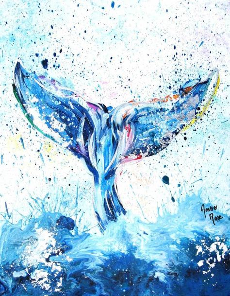 Abstract Whale Painting, Whale Tail Art, Whale Painting Acrylic, Sea Animal Paintings, Sea Animals Painting, Nautical Painting Ideas, Whale Tail Painting, Ocean Animals Painting, Fish Art Painting