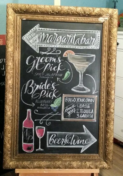 Margarita Bar Build Your Own Bar Menu Chalkboard Sign Wedding Margaritas Wedding Reception, Margarita Bar Wedding Receptions, Margarita Station Wedding, Margarita Bar For Wedding, Margarita Wedding Bar, Wedding Margarita Bar, Menu Chalkboard Ideas, Margarita Bar Wedding, Margaritaville Wedding