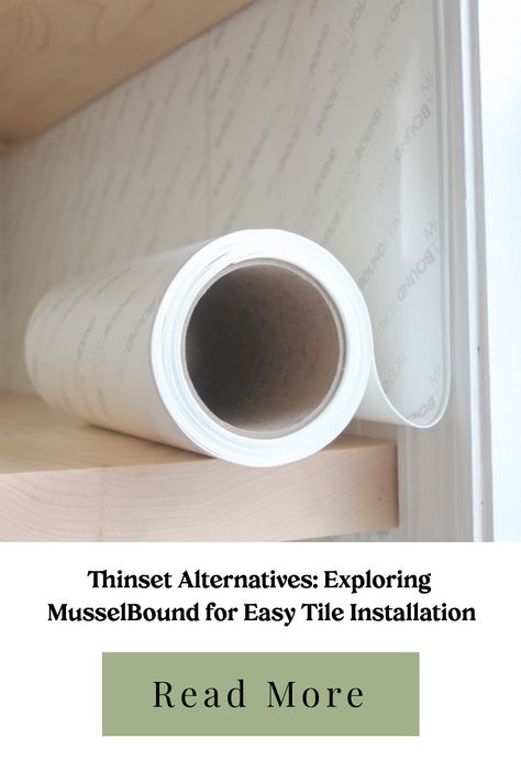 Roll of MusselBound adhesive on a shelf, promoting easy tile installation alternatives. Easy Tile, Tile Adhesive, Modern Barn Door, Barn Door Handles, Portland Cement, Large Format Tile, Patio Makeover, Modern Barn, Adhesive Tiles