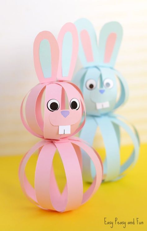 Paper Bunny Craft for Kids Påskeaktiviteter For Barn, Diy – Velikonoce, Easter Crafts Dollar Store, 3d Bunny, Paper Bunny, Rabbit Crafts, Fun Easter Crafts, Folding Origami, Easy Easter Crafts