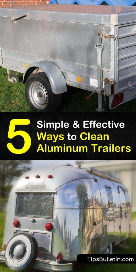 Tackle large objects, like horse trailers and pontoons, with methods like acid washing, homemade brightener recipes, stopping at the truck wash, and a power washer. These DIY aluminum polish tricks making cleaning aluminum easy. #clean #aluminum #trailers Hard Water Cleaner, Cleaning Aluminum, Aluminum Utility Trailer, Polishing Aluminum, How To Clean Aluminum, Diy Household Cleaners, Aluminum Trailer, Trailer Diy, Power Washer