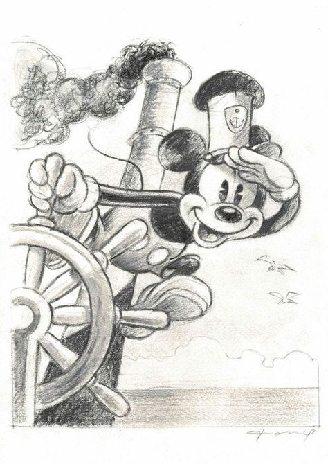 Mickey Mouse Steamboat Willie, Arte Doodle, Disney Drawings Sketches, Mouse Drawing, Mickey Mouse Art, Disney Art Drawings, Cool Pencil Drawings, Steamboat Willie, Disney Sketches