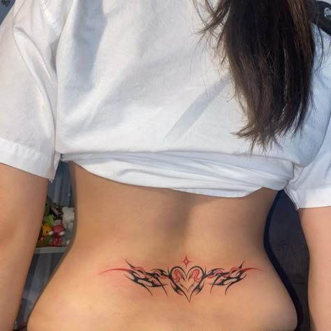 Tattoo Calf, Tattoo Cherry, Tramp Stamps, Maching Tattoos, Red Heart Tattoos, Totem Tattoo, Waist Tattoos, Hip Tattoos Women, Spine Tattoos For Women