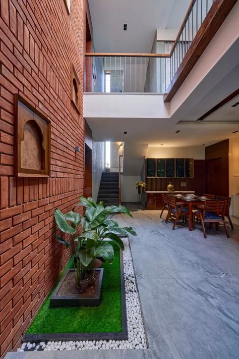 Exposed Brick Walls Living Room, Interior Brick Wall, Traditional Indian Patterns, Exposed Brick Interior, Brick Wall Design, Brick Wall Living Room, Brick Interior Wall, Wall Style, Brick Interior