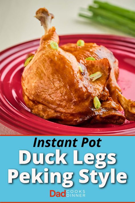 Instant Pot Duck Legs Peking Style. Chinese restaurant style duck legs, silky and tender thanks to pressure cooking, with a hoisin glaze. #InstantPot #InstantPotRecipe #PressureCooker #PressureCookerRecipe @InstantPotOfficial Instant Pot Duck Recipes, Instant Pot Duck, Duck Leg Recipes, Honey And Soy Sauce, Pot Dinners, Easy Chinese Recipes, Lunch Idea, Duck Recipes, Wontons