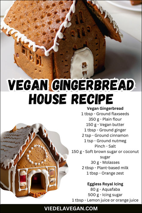 Vegan Gingerbread House Recipe Vegan Gingerbread House Recipe, Gingerbread House Glue Recipe, Vegan Gingerbread House, Easy Gingerbread House, Xmas List Ideas, Gingerbread House Recipe, Vegan Gingerbread, Vegan Candies, Decadent Chocolate Cake