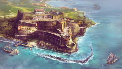 Fantasy Castles, Fantasy Cities, Fantasy Locations, Fantasy Town, Fantasy Settings, Fantasy Architecture, Castle Art, Fantasy Worlds, Fantasy City