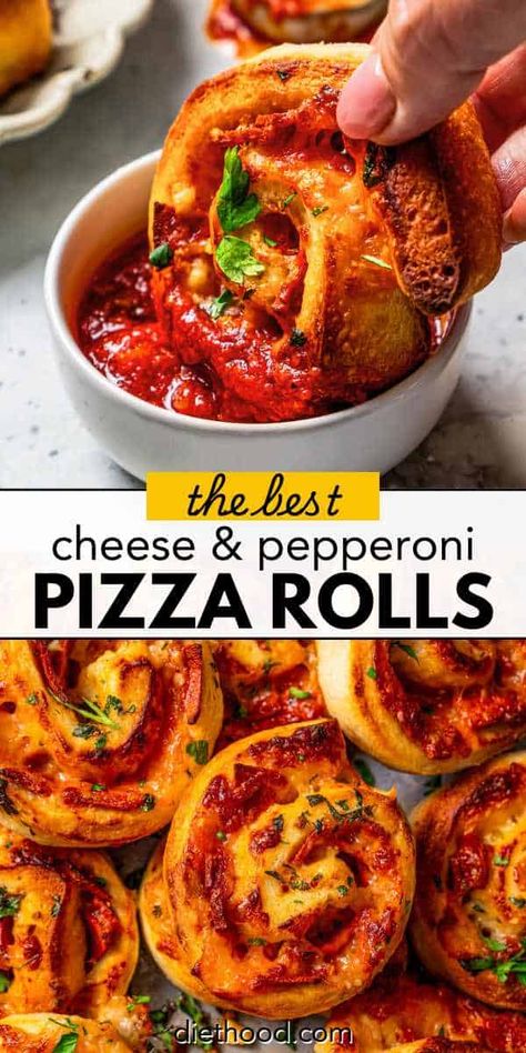 Cheesy pizza rolls are the ultimate easy appetizer! Flaky dough is rolled with tangy tomato sauce, melty mozzarella, and pepperoni for a delicious, bite-sized snack. Serve with your favorite marinara sauce for dipping, and enjoy! #pizzarolls #pizza #appetizer Pizza Roll Ups With Pizza Dough, Home Made Pizza Rolls Recipes, Cheesy Pizza Rolls, Pepperoni Rolls With Pizza Dough, Pizza Dough Balls Appetizers, Pizza Rolls With Pizza Dough, Easy Pizza Roll Ups, Pepperoni Rolls Pillsbury Pizza Crust, Easy Pepperoni Rolls Pillsbury