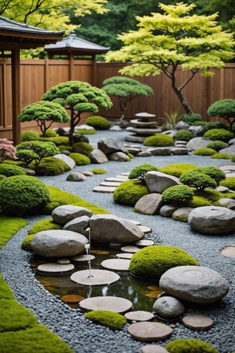 Japanese Courtyard Garden, Japanese Water Garden, Zen Garden Ideas, Japanese Garden Style, Japanese Gardens Design Ideas, Japanese Garden Landscape, Indoor Water Garden, Zen Garden Design, Japanese Zen Garden