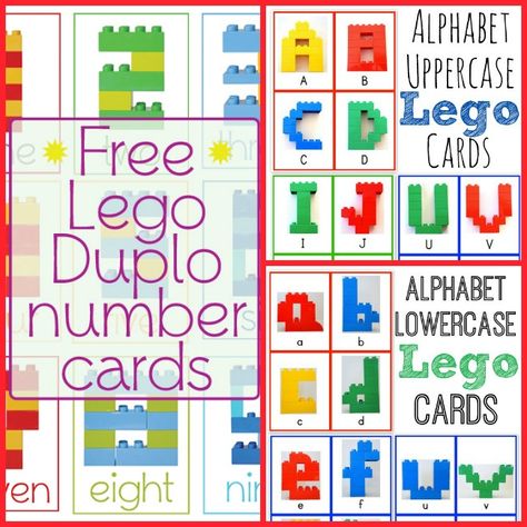 15 Learning Activities with LEGO DUPLO Lego Alphabet Letters Free Printable, Number Cards Printable, Lego Hacks, Lego Letters, Lego Poster, Early Childhood Literacy, Shapes Kindergarten, Lego Challenge, Free Lego