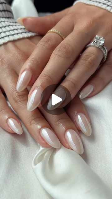 BIAB Manicurist | Nail Artist | Mobile Sessions Available on Instagram: "It’s giving wedding 🥹🥹

Using 
@the_gelbottle_inc 
Dreamer & milky BIAB 
Iced Chrome Powder" Milky White Nail Design Ideas, Milky White Nails With Chrome, Milky Chrome Nails, Milky White Chrome Nails, White Chrome Nails, Milky Nails, Chrome Powder, White Nail Designs, Milky White