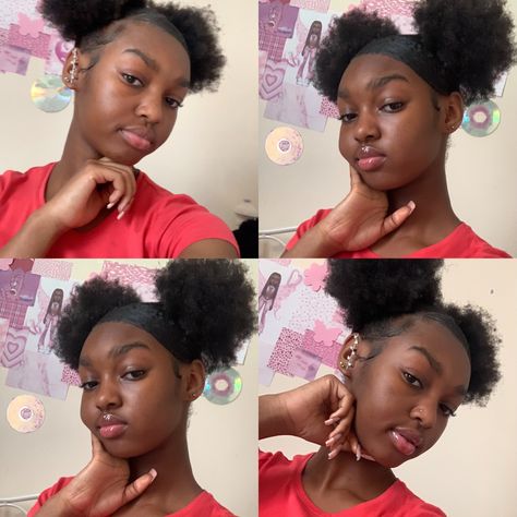 Used Red Gummy Gel to Slick My Hair And Edges Packing Jell Hairstyle, Packing Gel Hairstyle With Attachment, Latest Packing Gel Hairstyle, 4c Hair Ideas, Hair Ideas Black, Skl Hairstyles, Gummy Gel, Medium Length Curly Hair, Quick Natural Hair Styles