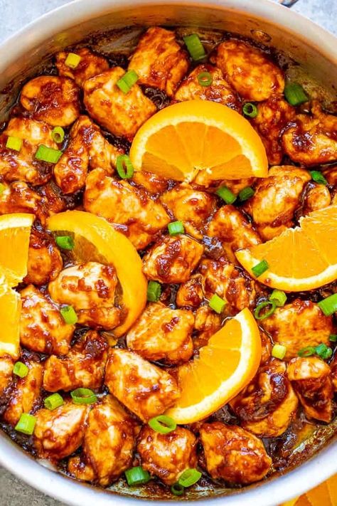 Healthier Orange Chicken — Stop calling for takeout or going to the mall food court and make this HEALTHIER orange chicken at home in less than 10 Crockpot Orange Chicken Recipe, Copycat Orange Chicken, Panda Express Orange Chicken, Healthy Orange Chicken, Easy Orange Chicken, Mall Food Court, Asian Stir Fry, Honey And Soy Sauce, Easy Main Dishes