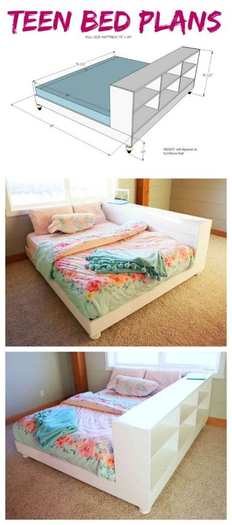 Platform Bed Diy, Diy Bedroom Storage, Diy Platform Bed, Bed Platform, Platform Bed With Storage, Dekorasi Kamar Tidur, Bed With Storage, Bed Plans, Platform Beds