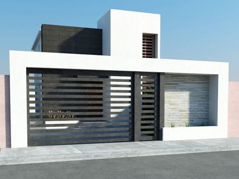 fachada de casa pequeña modern #fachada de casa pequeña moderna #Elegante Home Designs Exterior, Modern Gate, Modern Fence Design, House Main Gates Design, House Fence Design, Entrance Gates Design, Main Gate Design, Door Gate Design, Modern House Facades