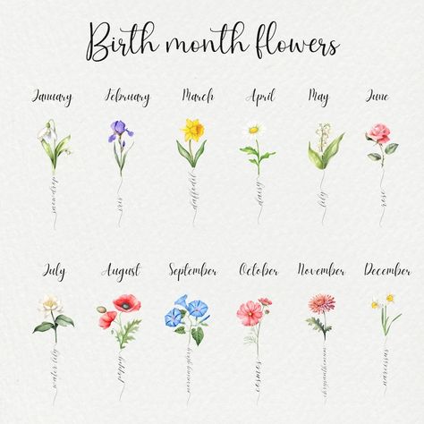 Personalized Birth Month Flower Art, Custom Grandkids Birthday Month Flower, Grandma's Garden Sign, Watercolor Birth Flower, Moms Garden - Etsy UK Moms Garden Birth Flowers, Birthday Month Flowers, Watercolor Family, Grandma's Garden, Family Flowers, Grandmas Garden, Watercolor Bouquet, Birth Month Flower, Month Flowers