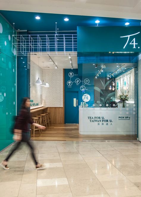 » T4 – Tea for the World by Design Clarity, London – UK Laundromat Interior Design, Tea Shop Design, Milktea Shop, Tea Store Design, Laundromat Business, Westfield Stratford, Boba Shop, Bubble Tea Shop, Laundry Shop