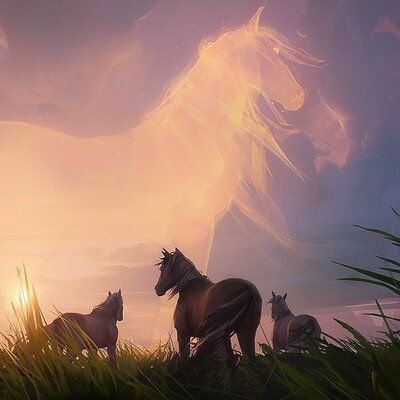 ArtStation - Sergey Grechanyuk Spirit Horse Art, Spirit Horse Movie, Horse Animation, Horse Art Drawing, الفن الرقمي, Art Showcase, Horse Inspiration, Fantasy Horses, Images Disney