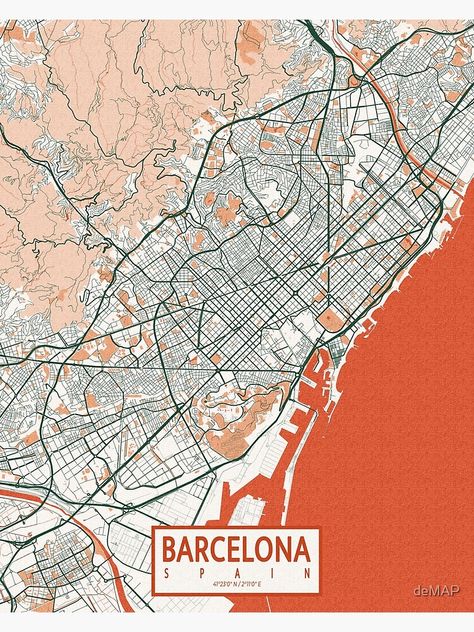 "Barcelona City Map of Spain - Bohemian" Poster for Sale by deMAP | Redbubble Barcelona City Map, Poster Study, Bohemian Poster, Barcelona Map, Map Of Spain, Printable Wall Collage, Map Outline, Map Wallpaper, Barcelona City