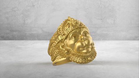 hanuman face ring | hanuman head ring | Indian monkey God ring | face ring | jewelry ring | ring, on ArtStation at https://www.artstation.com/artwork/EvzPWA Hanuman Rings For Men Gold, Hanuman Face, Indian Monkey, Baby Neck Float, Venus Art, Ring Boy, Ring Indian, Jewelry Wax, Face Ring