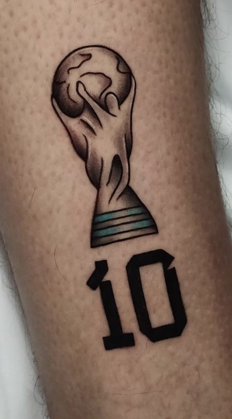 Copa Del Mundo Tattoo Argentina, Cup Tattoo Design, World Cup Tattoo, 24 Tattoo, Messi Tattoo, Mundial Qatar 2022, Small Tattoo Placement, Cup Tattoo, Tattoos To Cover Scars