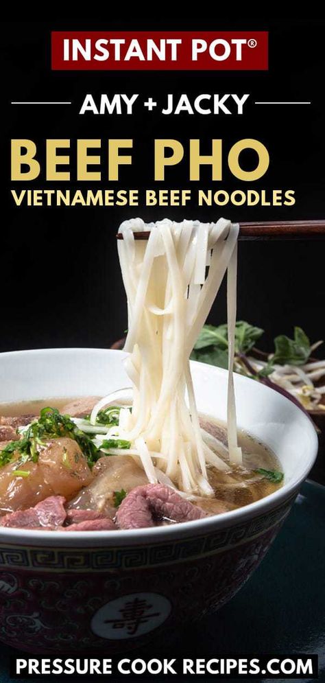 instant pot pho | instant pot pho recipe | instant pot pho beef | pressure cooker pho | instant pot beef pho | pho in instant pot | instant pot pho soup | instant pot pho broth #AmyJacky #InstantPot #PressureCooker #recipe #asian #vietnamese #soup #noodles Instant Pot Pho Recipe, Pressure Cooker Pho, Instant Pot Pho, Vietnamese Beef Pho, Pho Broth, Vietnamese Beef, Pho Recipe, Pho Soup, Beef Noodle Soup