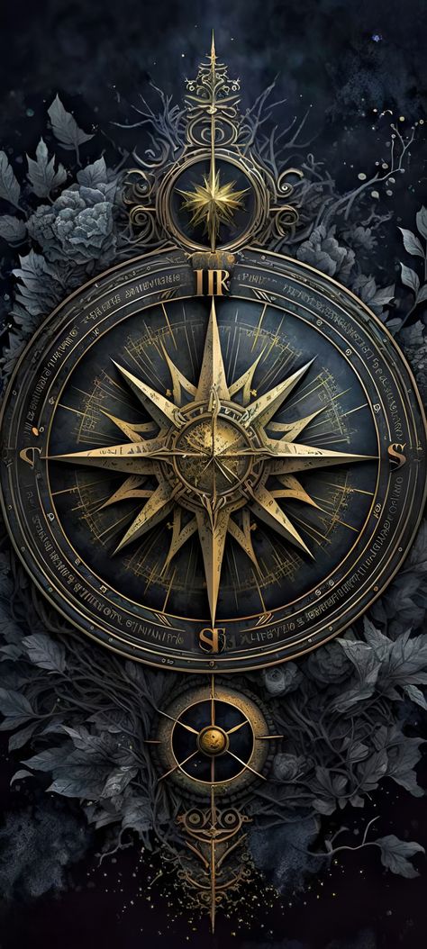 Compass Rose Art, Compass Wallpaper, Celestial Wallpaper, Buoy Decor, Mystic Wallpaper, Compass Directions, Compass Art, Clock Wallpaper, Phone Screen Wallpaper